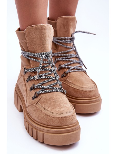 Women's Boots Suede Lace-Up Dark Beige Acorn