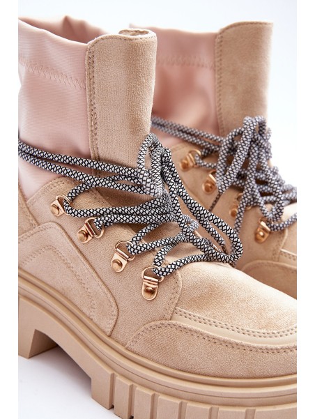 Women's Suede Lace-up Boots Beige Acorn
