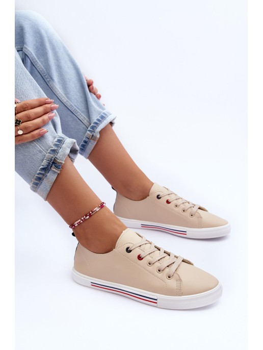 Women's Leather Sport Shoes Beige Mossaia