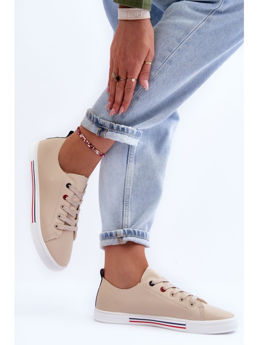 Women's Leather Sport Shoes Beige Mossaia