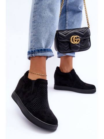 Low Suede Embellished Women's Boots Black Afarena 2