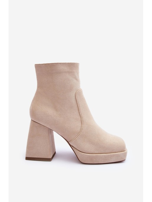 Suede Heeled Boots Beige Makeline Suede Heeled Boots Beige Makeline