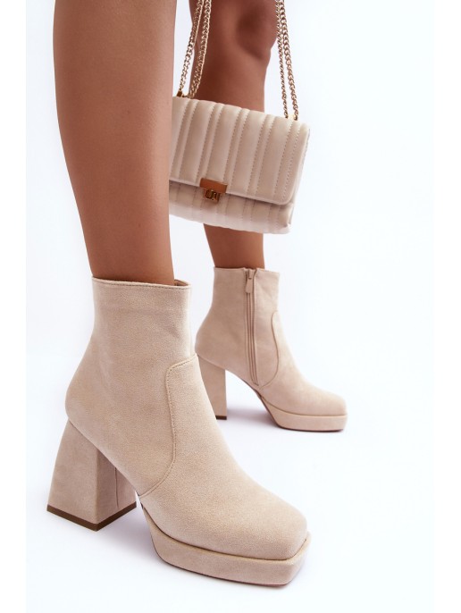 Suede Heeled Boots Beige Makeline Suede Heeled Boots Beige Makeline