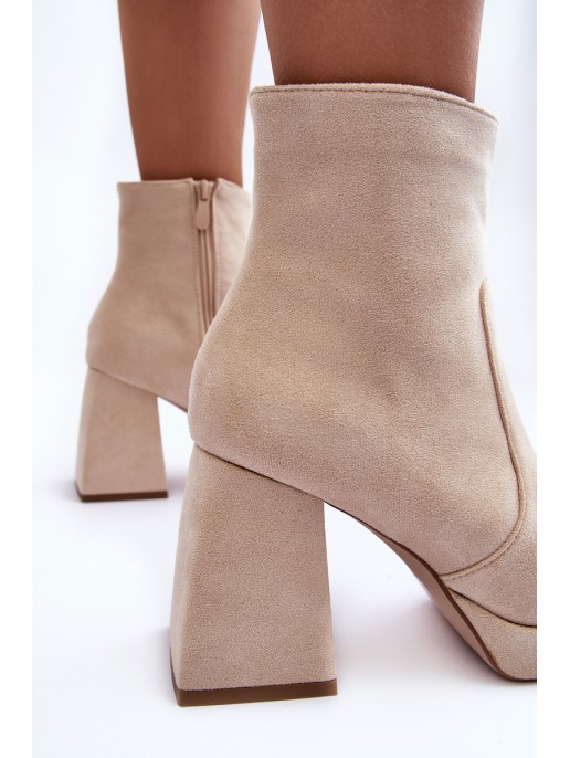 Suede Heeled Boots Beige Makeline Suede Heeled Boots Beige Makeline