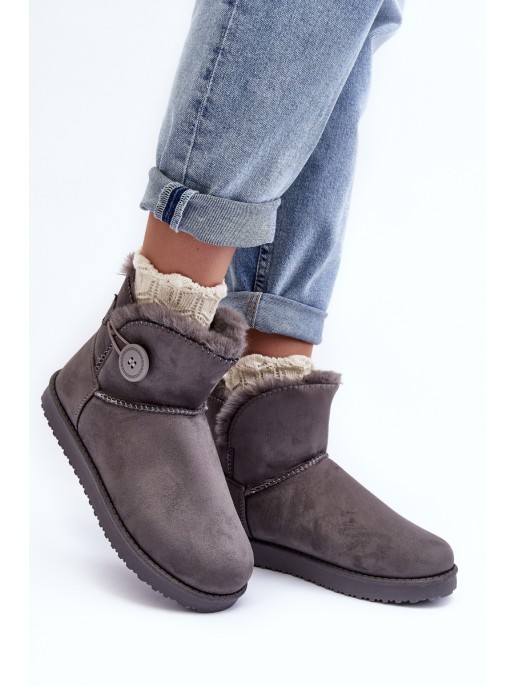 Women's Padded Snow Boots With Decoration Grey Siriol Women's Padded Snow Boots With Decoration Grey Siriol