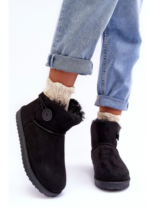 Women's Quilted Snow Boots With Ornament Black Siriol Women's Quilted Snow Boots With Ornament Black Siriol