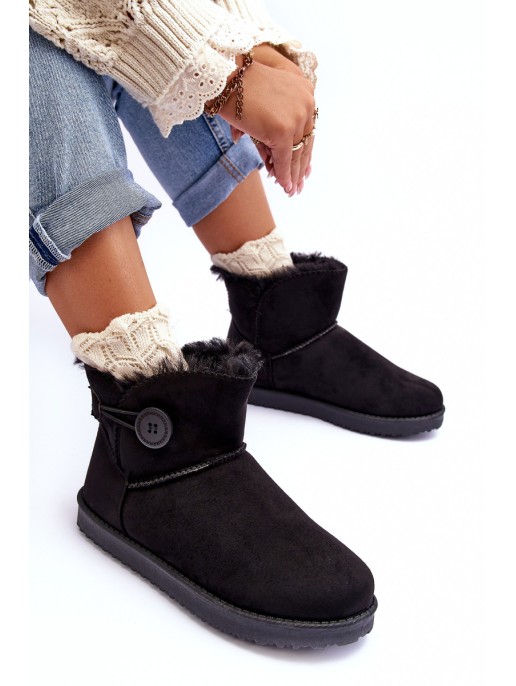 Women's Quilted Snow Boots With Ornament Black Siriol Women's Quilted Snow Boots With Ornament Black Siriol