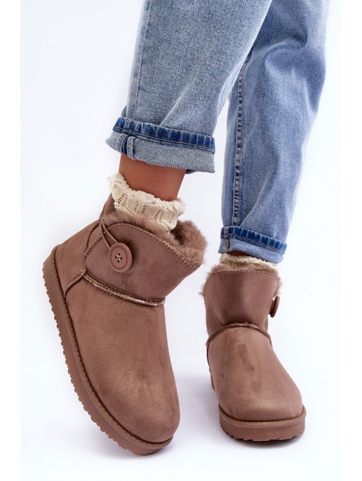 Women's Padded Snow Boots With Embellishment Dark Beige Siriol Women's Padded Snow Boots With Embellishment Dark Beige Siriol