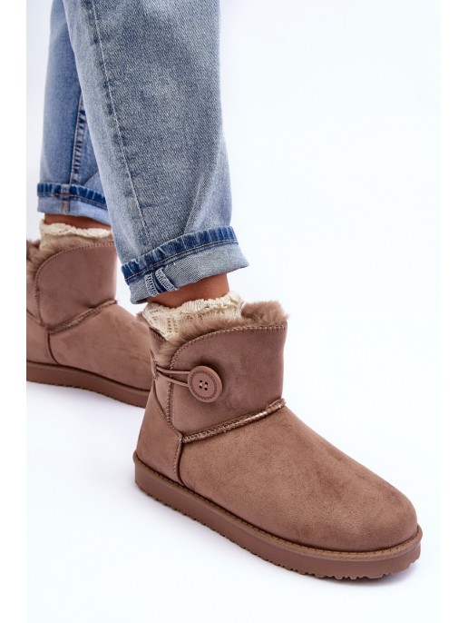 Women's Padded Snow Boots With Embellishment Dark Beige Siriol Women's Padded Snow Boots With Embellishment Dark Beige Siriol