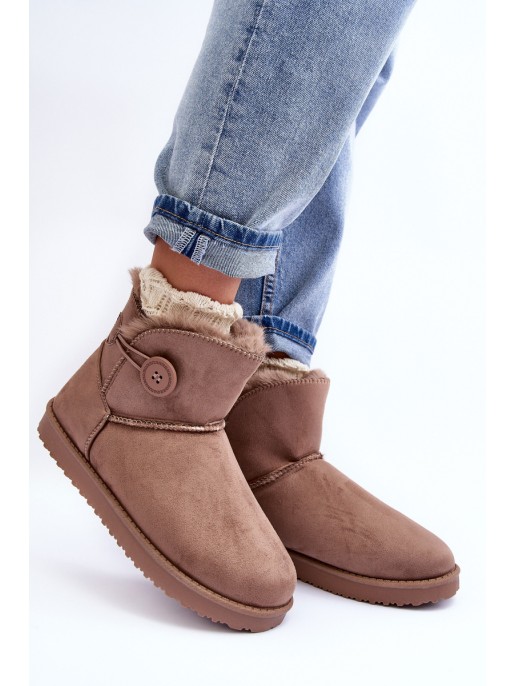 Women's Padded Snow Boots With Embellishment Dark Beige Siriol Women's Padded Snow Boots With Embellishment Dark Beige Siriol