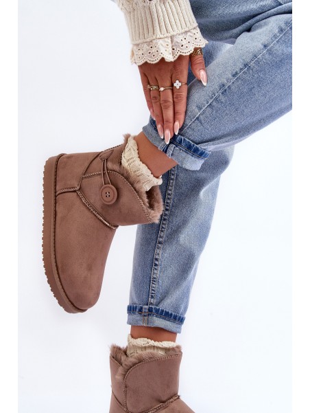 Women's Padded Snow Boots With Embellishment Dark Beige Siriol