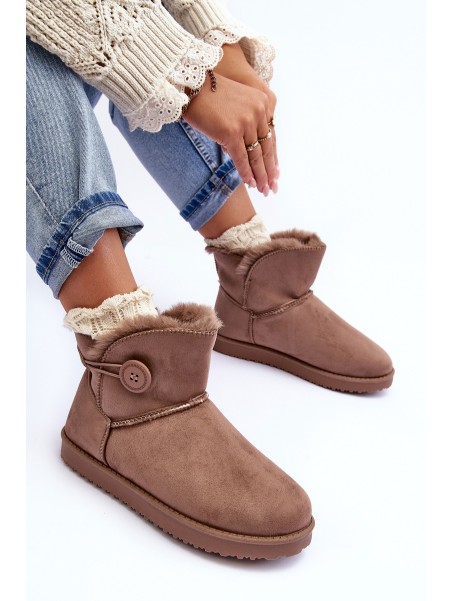 Women's Padded Snow Boots With Embellishment Dark Beige Siriol