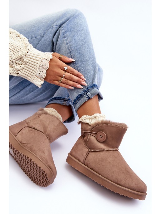 Women's Padded Snow Boots With Embellishment Dark Beige Siriol Women's Padded Snow Boots With Embellishment Dark Beige Siriol
