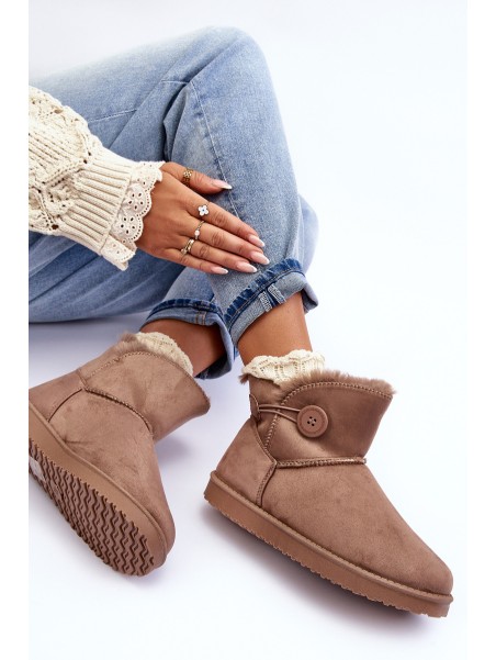 Women's Padded Snow Boots With Embellishment Dark Beige Siriol