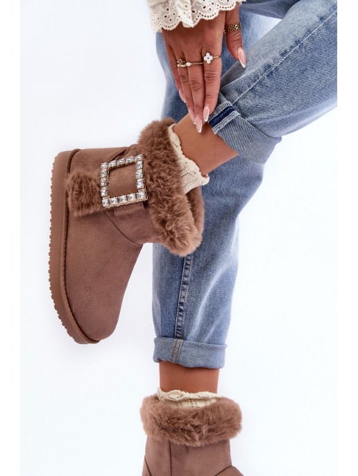 Faux Fur-Lined Clasp Snow Boots Dark Beige Dulca Faux Fur-Lined Clasp Snow Boots Dark Beige Dulca