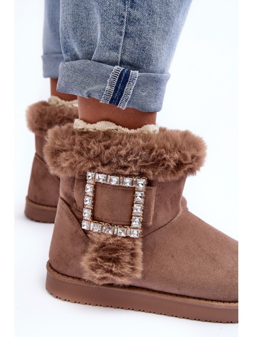 Faux Fur-Lined Clasp Snow Boots Dark Beige Dulca Faux Fur-Lined Clasp Snow Boots Dark Beige Dulca