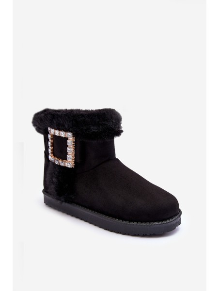 Faux Fur Lined Lace-up Snow Boots Black Dulca