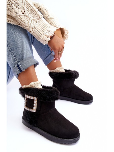 Faux Fur Lined Lace-up Snow Boots Black Dulca