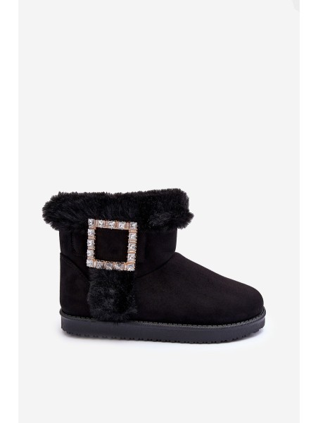 Faux Fur Lined Lace-up Snow Boots Black Dulca