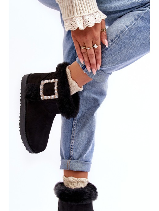 Faux Fur Lined Lace-up Snow Boots Black Dulca Faux Fur Lined Lace-up Snow Boots Black Dulca
