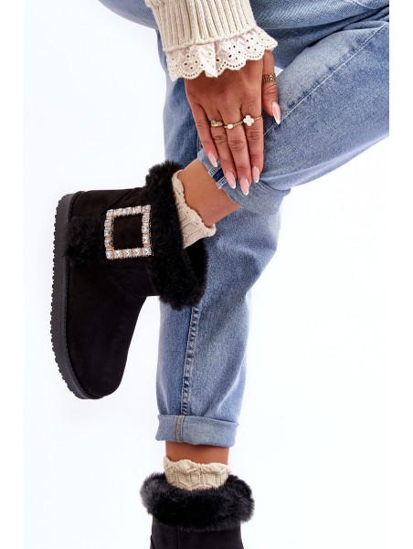 Faux Fur Lined Lace-up Snow Boots Black Dulca