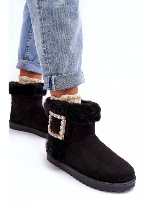 Faux Fur Lined Lace-up Snow Boots Black Dulca Faux Fur Lined Lace-up Snow Boots Black Dulca