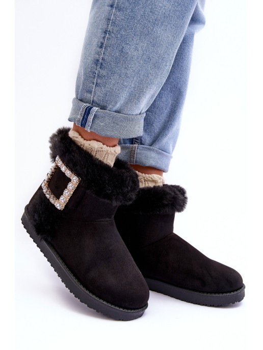 Faux Fur Lined Lace-up Snow Boots Black Dulca Faux Fur Lined Lace-up Snow Boots Black Dulca