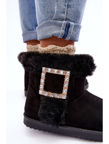 Faux Fur Lined Lace-up Snow Boots Black Dulca