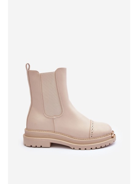 Women's Leather Ankle Boots Beige Nialee