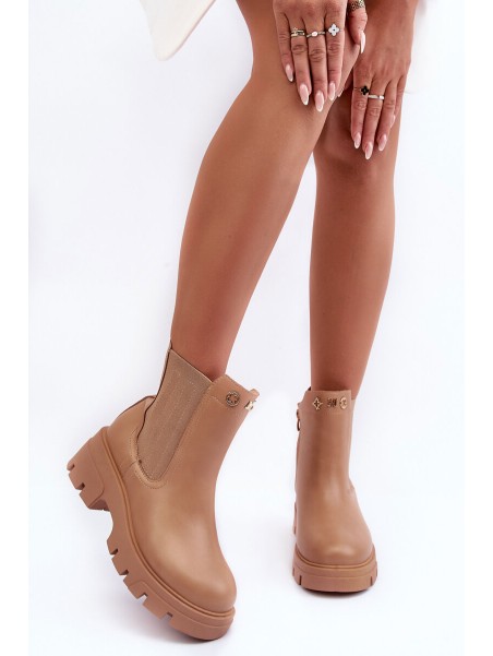 Women's Leather Derby Shoes With Decorations Beige Lobb