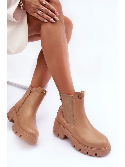 Women's Leather Derby Shoes With Decorations Beige Lobb