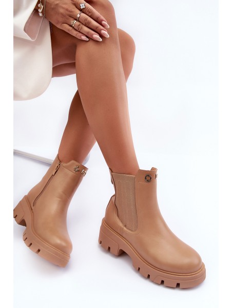 Women's Leather Derby Shoes With Decorations Beige Lobb