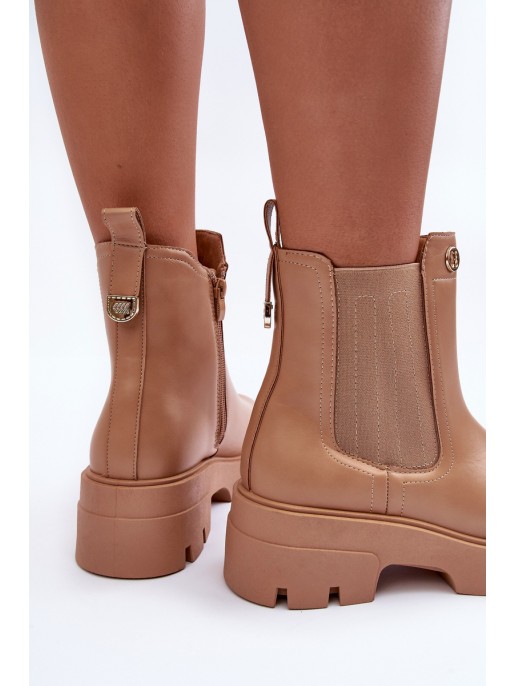 Women's Leather Derby Shoes With Decorations Beige Lobb