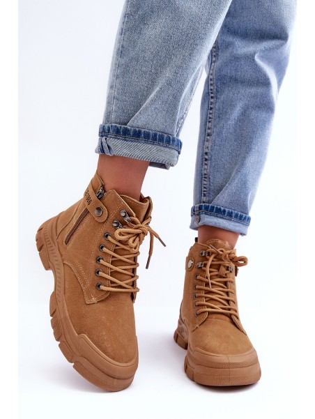 Women's Suede Lined Fur-Lined Boots Trapper Camel Jailina