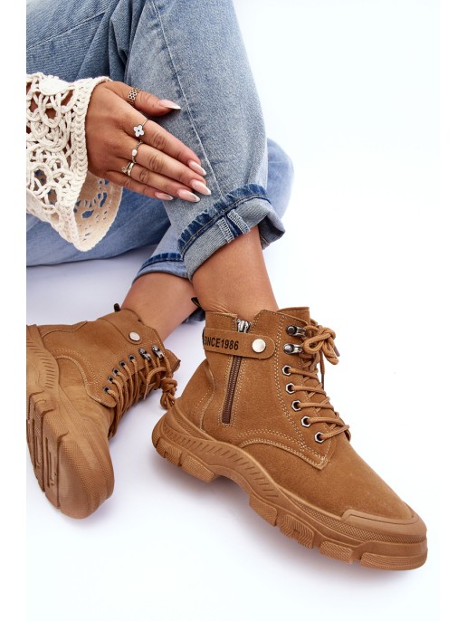 Women's Suede Lined Fur-Lined Boots Trapper Camel Jailina