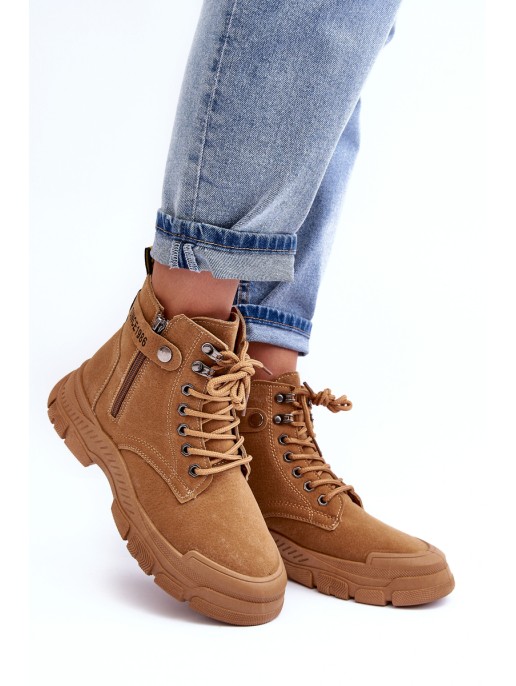 Women's Suede Lined Fur-Lined Boots Trapper Camel Jailina