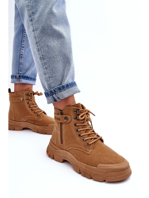 Women's Suede Lined Fur-Lined Boots Trapper Camel Jailina