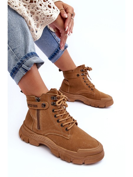 Women's Suede Lined Fur-Lined Boots Trapper Camel Jailina