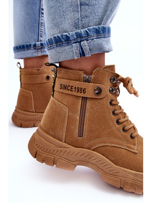 Women's Suede Lined Fur-Lined Boots Trapper Camel Jailina