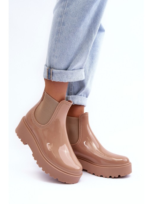 Women's Lacquered Platform Boots Big Star MM274396 Beige Women's Lacquered Platform Boots Big Star MM274396 Beige