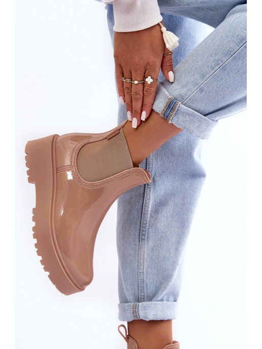 Women's Lacquered Platform Boots Big Star MM274396 Beige Women's Lacquered Platform Boots Big Star MM274396 Beige