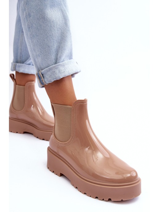 Women's Lacquered Platform Boots Big Star MM274396 Beige Women's Lacquered Platform Boots Big Star MM274396 Beige