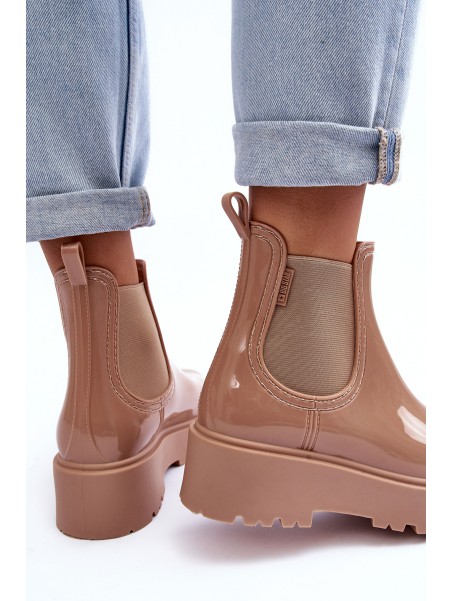 Women's Lacquered Platform Boots Big Star MM274396 Beige