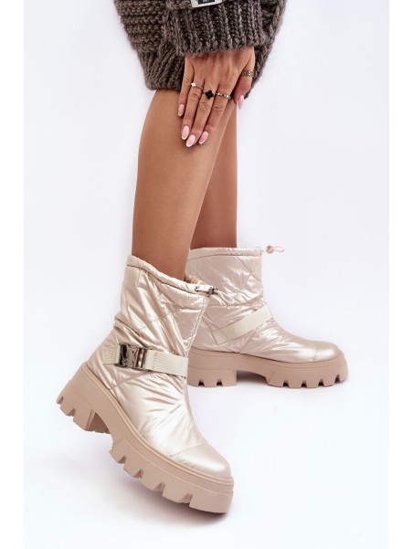 Women's Boots On Massive Sole And Flat Heel Beige Werikse