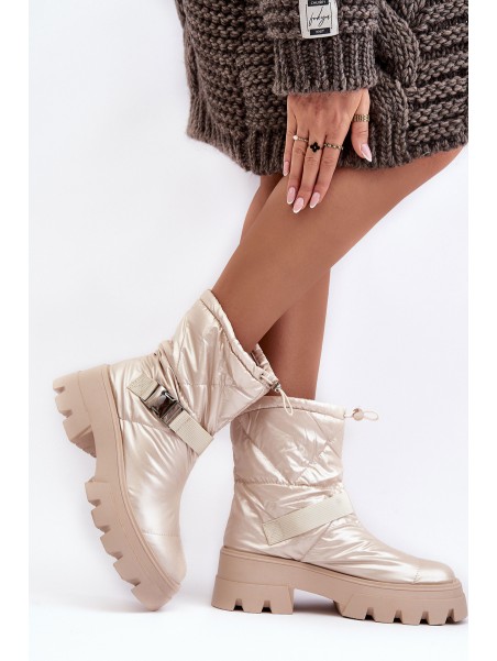 Women's Boots On Massive Sole And Flat Heel Beige Werikse