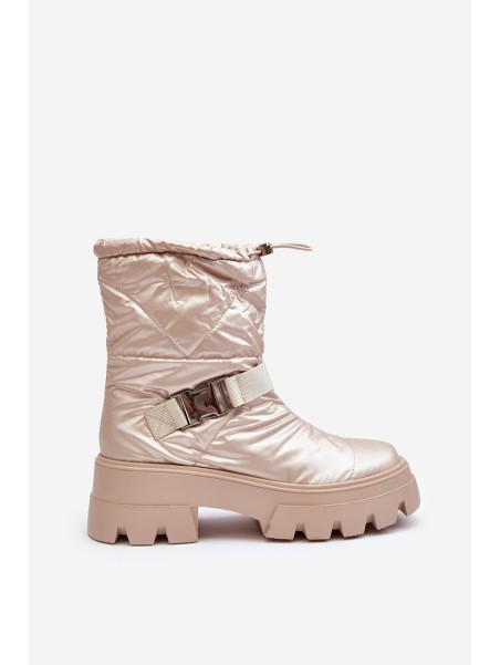 Women's Boots On Massive Sole And Flat Heel Beige Werikse