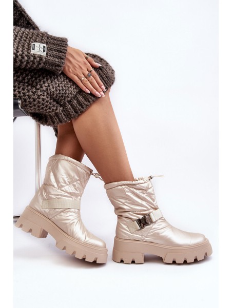 Women's Boots On Massive Sole And Flat Heel Beige Werikse