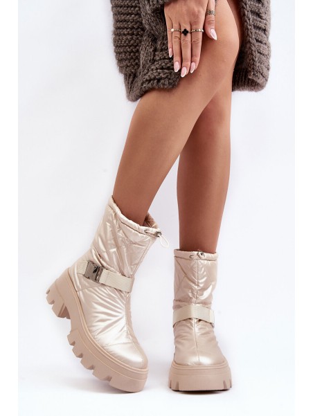 Women's Boots On Massive Sole And Flat Heel Beige Werikse
