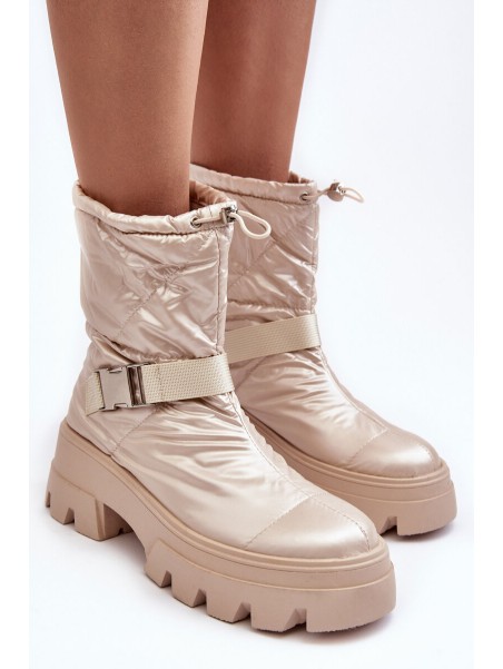 Women's Boots On Massive Sole And Flat Heel Beige Werikse