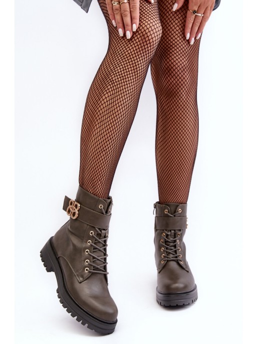 Women's Zip-up Work Boots with Dark Green Decoration Ciossava Women's Zip-up Work Boots with Dark Green Decoration Ciossava